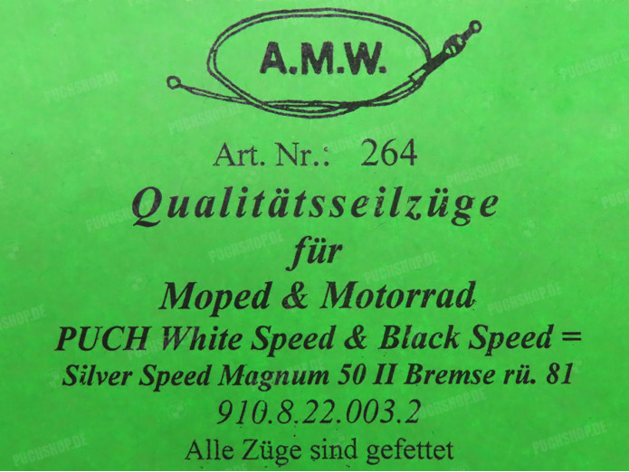 Kabel Puch X50 2M remkabel achter A.M.W.